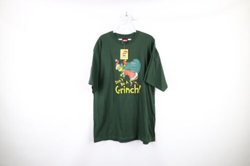 NOS Vintage Y2K 2001 Dr Seuss Mens XL The Grinch Spell Out Short Sleeve T-Shirt