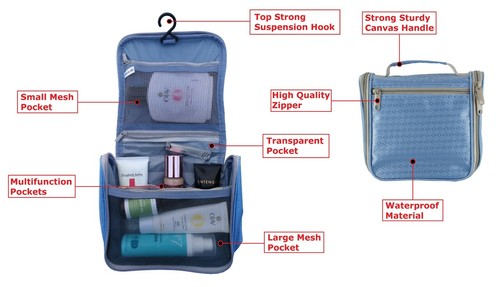 Borsa organizer da viaggio impermeabile accessorio toilette cosmetici trucco astuccio - Foto 12 di 24