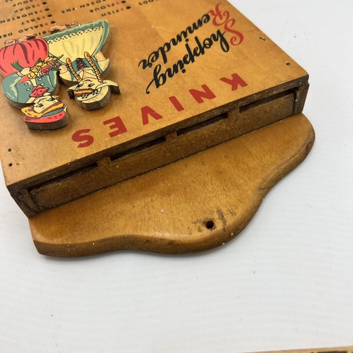 Shopping Reminder Wall Decor Wooden Grocery List Knife Holder Dutch Boy Girl - Picture 2 of 10