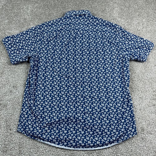 Bugatchi Shirt Mens Large Blue White Ooohcotton Tech 8 Way Stretch Office Career - Picture 6 of 10