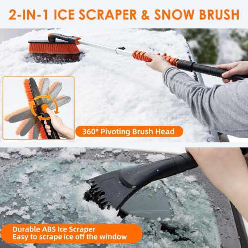47.2" Ice Scraper & Extendable Snow Brush - Foam Grip, 360° Head, for Cars - Picture 4 of 40