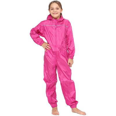 Girls Boys Raincoat Kids Pink Puddle Rainwear Waterproof Hooded Rainsuit 2-13 Yr