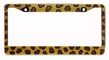 Bling Brown Leopard Diamond License Plate Frame