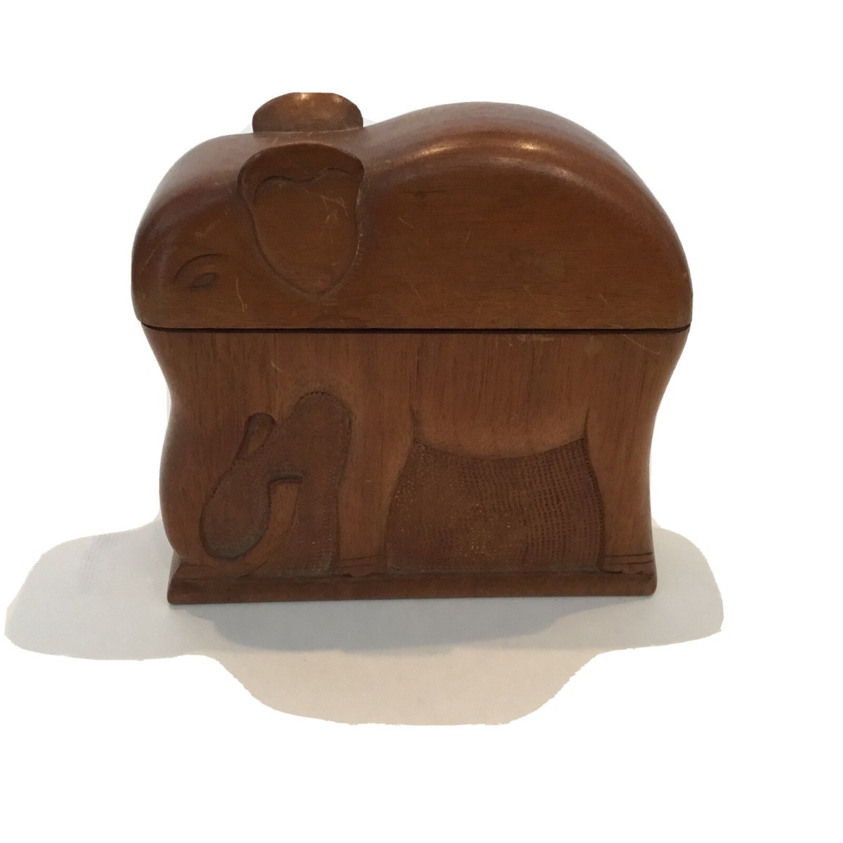 Wood Elephant Cigarette Holder Hand Carved In India Vintage
