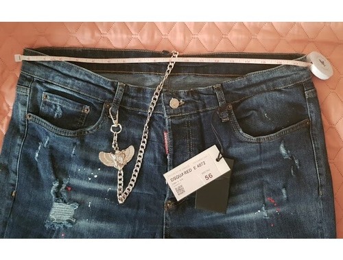 Nuevos pantalones vaqueros para hombre Dsquared2 con pierna recta plato enredado pintado, talla con 36 L32 - Imagen 7 de 12