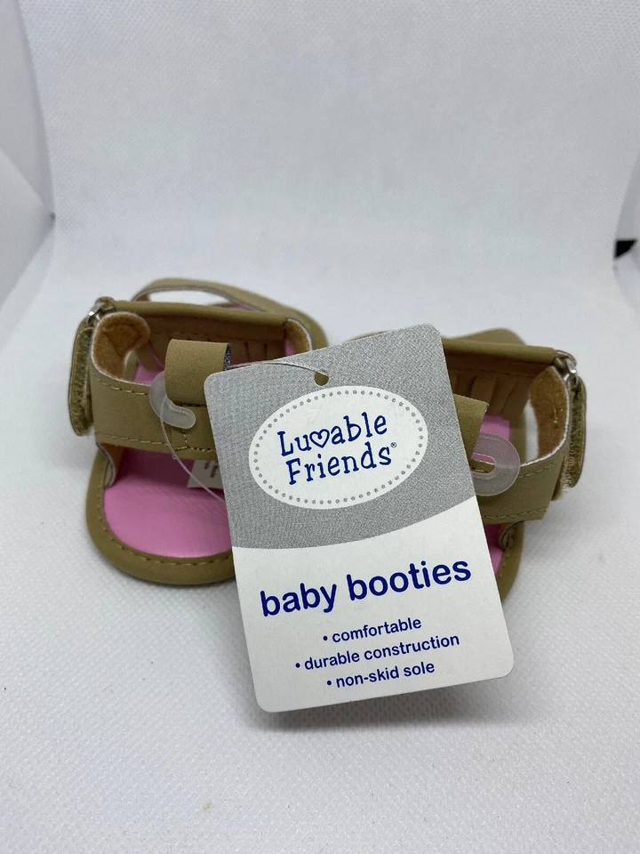 Sandalia Luvable Friends Niñas Flecos (Incante), Bronceado 0-6 Meses M Bebé EE. UU. Foto 3 de 4