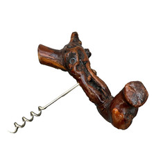 Vintage LARGE Wood Grapevine Root Corkscrew Wine Bottle Cork Opener Grape Vine