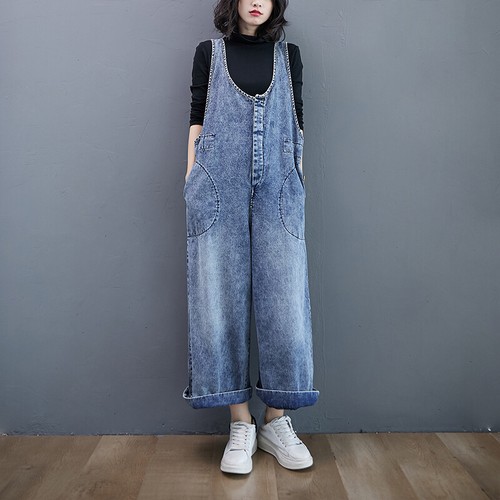Lady Denim Pants Jean Dungarees Bib 