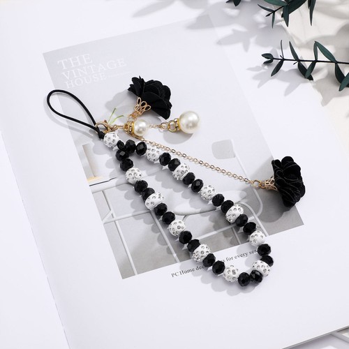 Kristallblumenanhänger Fräulein Handy Lanyard Mit Perlen Telefonperlen - 第 2/12 張圖片