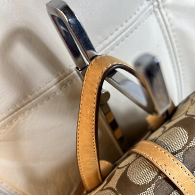 Vintage Coach Backpack Bag Signature Jacquard Brown Tan 06613 Rare