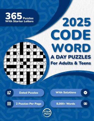2025 Codeword A Day Puzzle Book For Adults 365 Dated Large Print Codeword Puz...