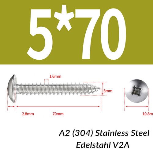 M3-M6 A2 Stainless Steel Phillips Pan Head Self Tapping Screws Tappers Pozi-Pili - Picture 81 of 133