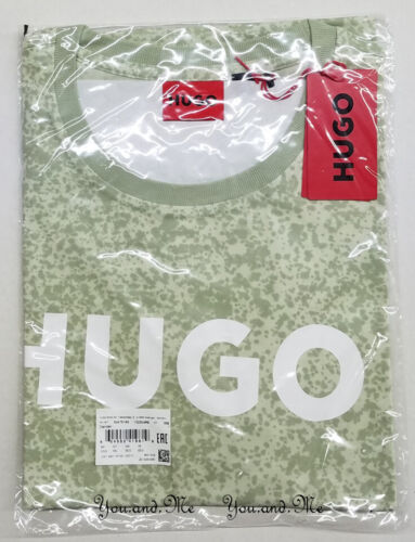 Camiseta HUGO BOSS 100 % Algodón Cuello Redondo Borde en Contraste Verde Claro Talla M L XL XXL - Imagen 2 de 4