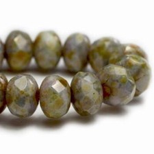 0102, Stone with Yellow Picasso, 3x5mm Rondelle 15 Beads, ron3-6 
