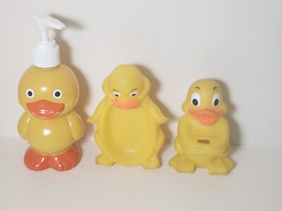 Cute Rubber Duck Toothbrush Holder, Soap Dish & Dispenser Bathroom Accessories
