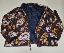 Lands End, L, Polyester Filled, Quilted Drawstring Jacket With A Floral Design.