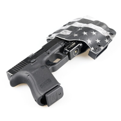 OWB Holster for OLIGHT PL-MINI 2 VALKYRIE 600 LUMEN - USA SLANTED B&W