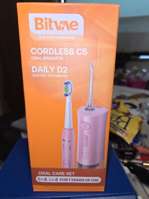 Bitvae C5 Oral Irrigator & Daily D2 Electric Toothbrush Oral Care Set Pink