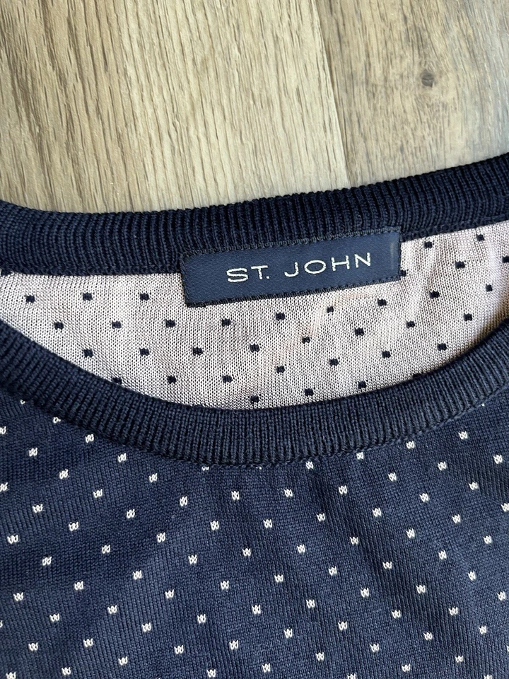 Camiseta sin mangas St. John reversible azul marino rosa tejido concha base cuello redondo talla L Foto 3 de 4