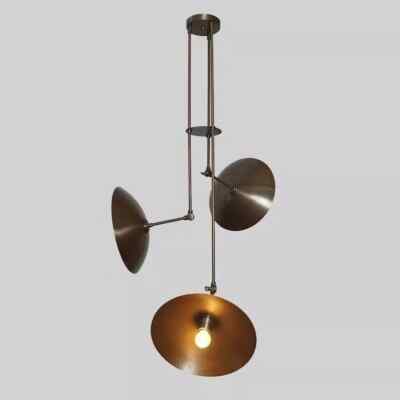 3 Light Stilnovo Style Disk Shade Sputnik Chandelier Light Fixture Antique Light