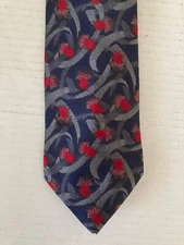The American Edition Men's Necktie Tie Polyester Blue Red Gray Abstract Made USA