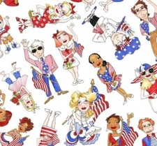 Loralie Designs - Patriotic Flag US Tossed Ladies Quilting And Crafting Fabric