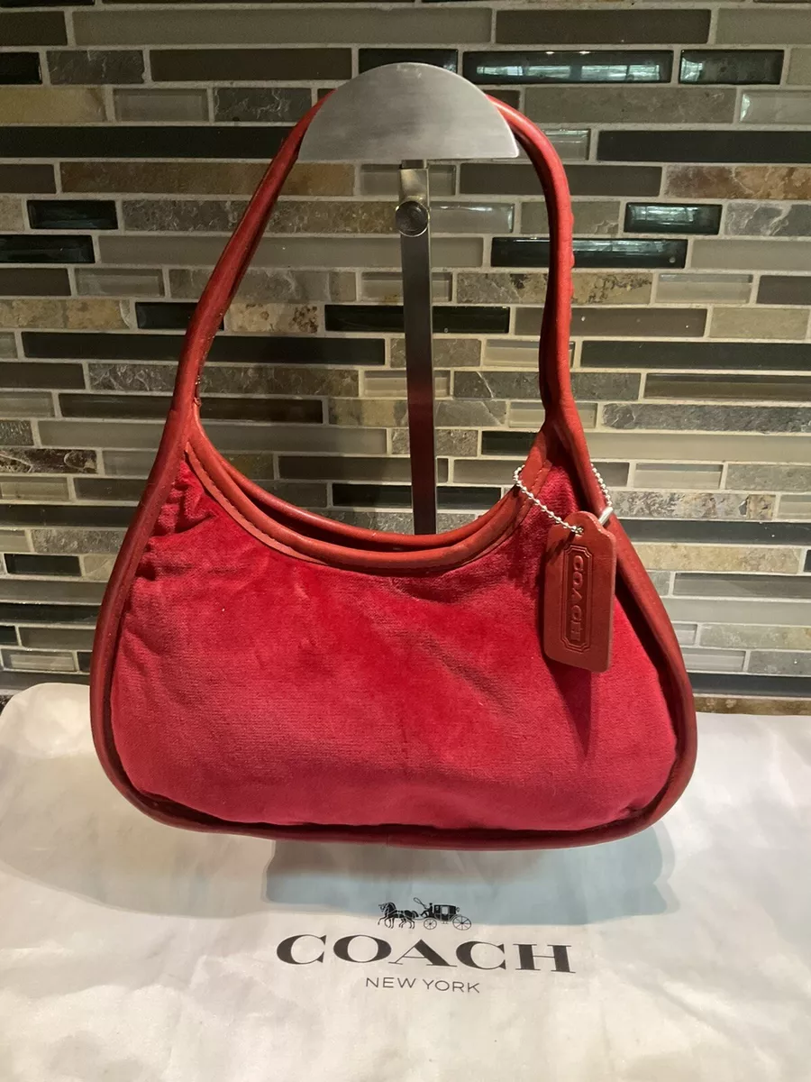 Vintage Coach Red Velvet Leather Ergo Boho Purse USA 6101 RARE Collector  Bag 💥