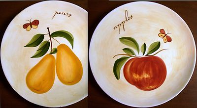  Discontinued Pier I Provence Fruit Plate  - Apple or Pears -  7.75'' Diameter