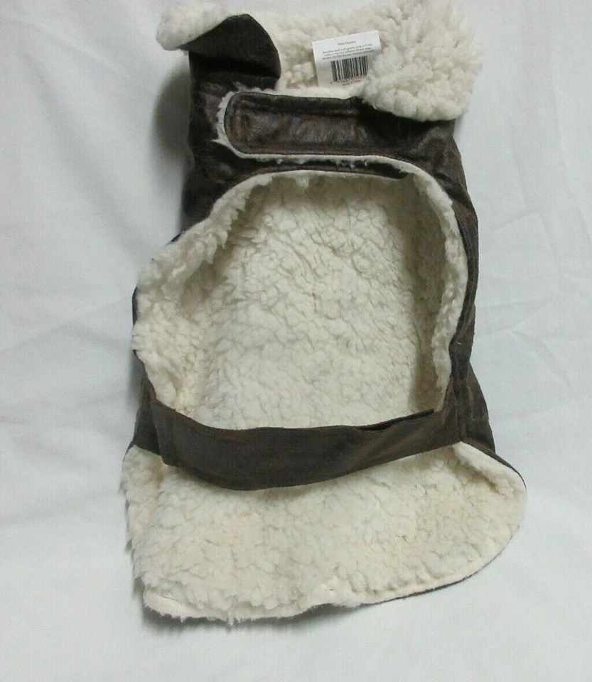  Chaqueta Abrigo Chaleco PERRO Envejecido Marrón Imitación Cuero Forro Piel Sintética Med Hound2O Foto 2 de 4