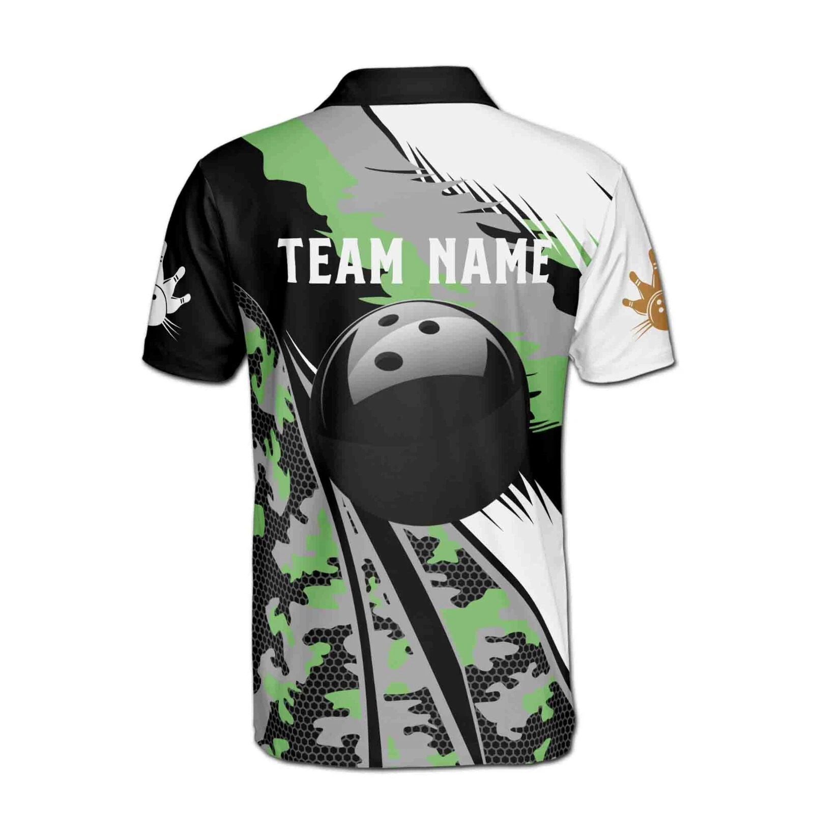 Personalize Name Bowling Pattern Camouflage Men's Polo Shirt