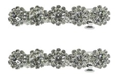 KIRKS FOLLY Crystal Garden Set of 2 Side Barrettes Silvertone/Icy Clear Crystal