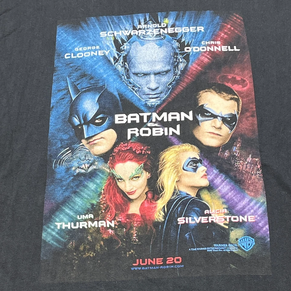 Camiseta Promocional Película Batman & Robin Años 90 De Colección Para Hombres Lg Puntada Única DC Comics Foto 2 de 4