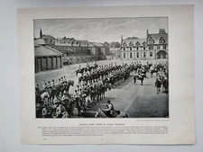 Old Vintage Print 1899 Queens England drawing Room Parade at Albany Barracks