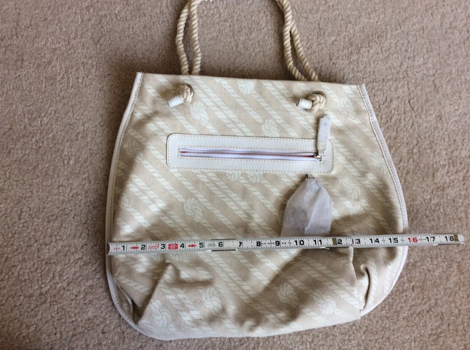 NWT  Rafē Beige print handbag purse  Large Bag.  Nautical Theme, Anchor (p2) - Image 3 of 4