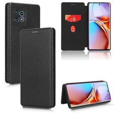 For Motorola Edge 40 Pro / X40 Luxury Magnetic Carbon Fiber Leather Wallet Case