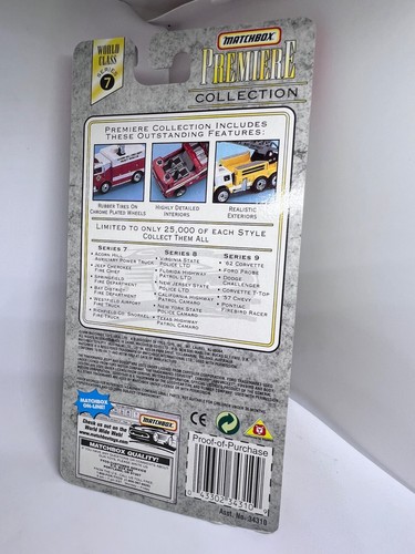 Matchbox Premiere Collection World Class #7 FIRE JEEP CHEROKEE FIRE CHIEF NIP - Picture 4 of 4