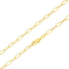 14k Yellow Gold 3mm Paperclip Chain Rolo Dainy Cable Link Necklace Men Women 24