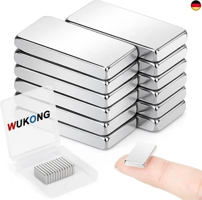 Wukong 20x10x3mm Schwarz Neodym Magnete Extra Stark Rechteckig, 12 Stück