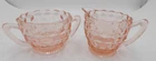 Vintage Jeannette Glass Pink Depression Glass Cube Creamer and Open Sugar Set