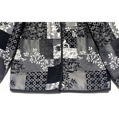 Draper's & Damon's Black & White Patchwork Jacket Women's Medium Button Up - Picture 6 of 8
