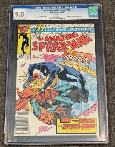 Amazing Spider-Man #275 CGC 9.0 - Hobgoblin - Spidey Origin Retold - Newsstand