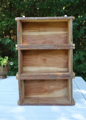 HANDARBEIT Scaffale a Forma di Mattone, Mensola Rustica da Parete in Legno Antico Marrone da Appendere