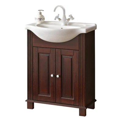 Brauner Waschtisch Unterschrank Hochwertige Waschbecken Badezimmer Möbel 65cm - Bild 1 von 4