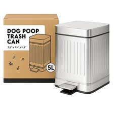 Small Dog Poop Trash Can Outside, 1.3 Gal Stainless Steel Dog Waste Trash Can...