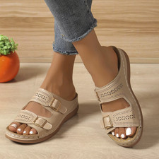 Women Wedge Slippers Open Toe Shoes Anti-slip Platform Retro Slippers