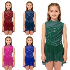 Kids Girls Figure Ice Skating Costume Latin Jazz Lyrical Dance Dress Ballerina