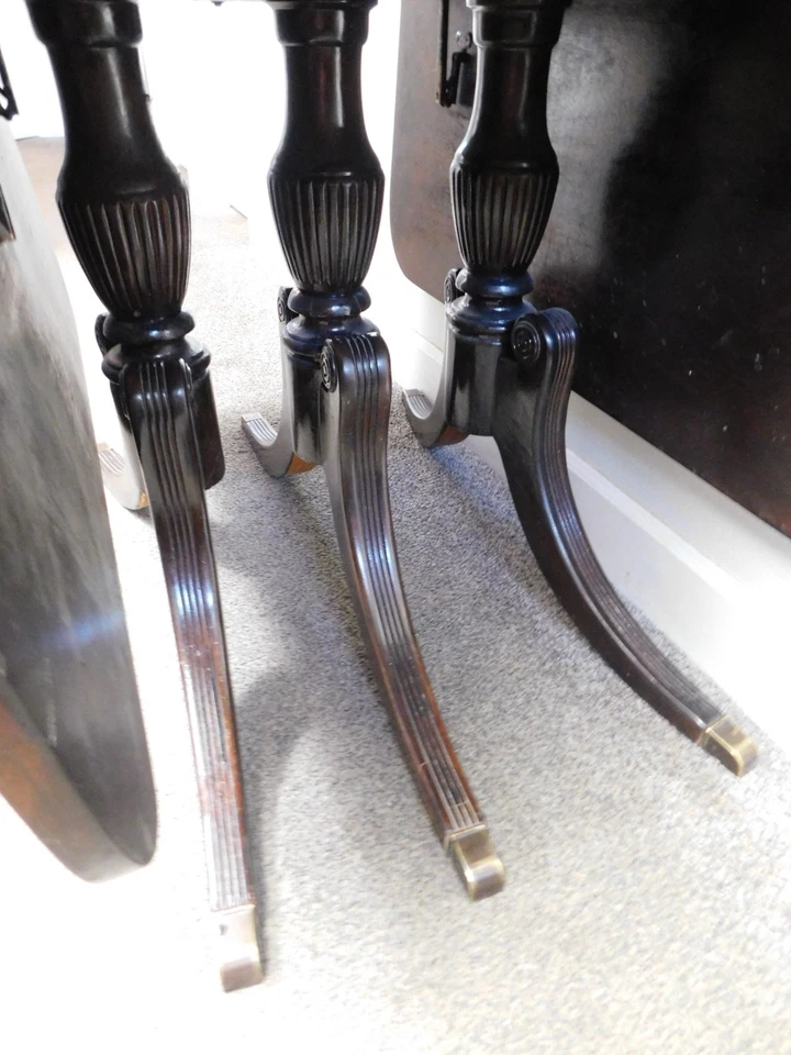 Antique USA Made Duncan Phyfe Mahogany Drop Side Dining Banquet Table 25" - 96" - Image 4 of 4