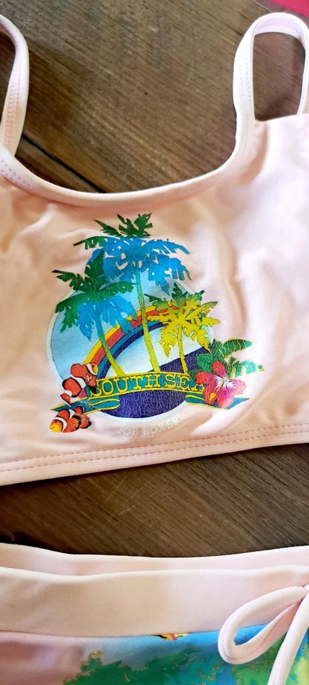 Maiô feminino JOE BOXER 2 peças tamanho 6-6x rosa tropical peixe havaiano Nemo - Imagem 2 de 4