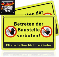Qingmeng 2 Stück Betreten Verboten Schild, 30X20Cm Baustellenschild, Aluminium B