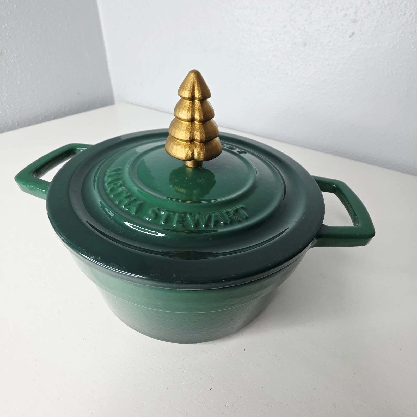 Martha Stewart Collection Enameled Cast Iron 2 Quart Dutch Oven Tree Knob Lid